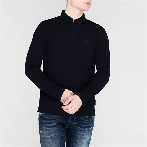 armani jeans long sleeve polo|armani exchange polo shirt price.